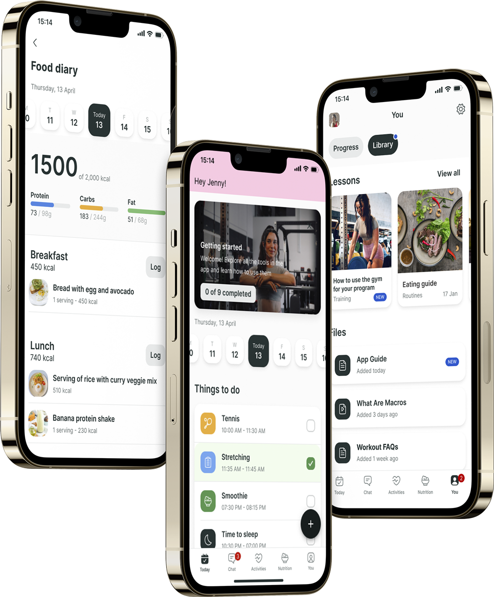 A mockup of the coaching app showcasing the features.